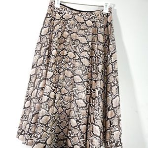 FAUX LEATHER SNAKE PRINT MIDI LENGTH SKIRT